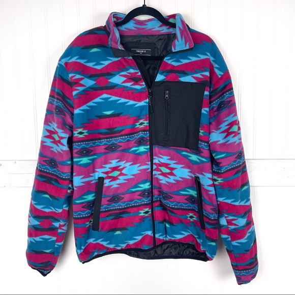 Forever 21 Other - FOREVER 21 Colorful Aztec Santa Fe Fleece Zip Jacket